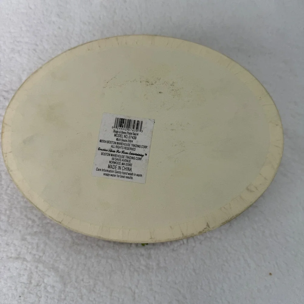 Boston Warehouse Jill Seale Bugs & Bees Oval Plate Set 4 Ceramic 07439 2004